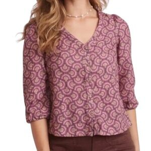 Marine Layer Medium Layer Printed Colette Doublecloth Blouse B2